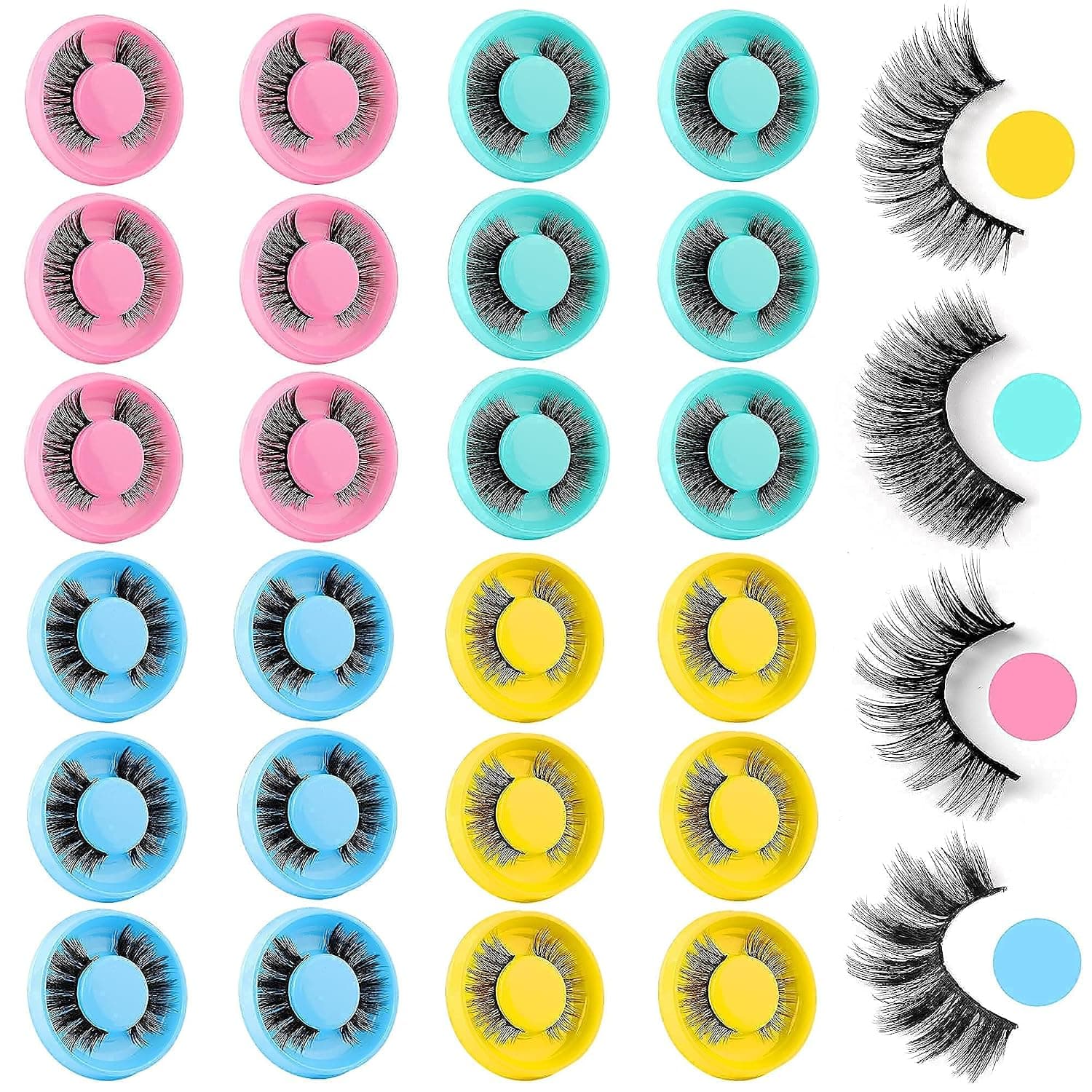 24 Pairs Natural False Eyelashes Pack 4 Mixed Styles Wholesale Lashes 3D Lashes Bulk Wtvane Fake Eyelashes Fluffy Reusable Wispies Eye Lashes Full Dramatic Lashes with Portable Boxes