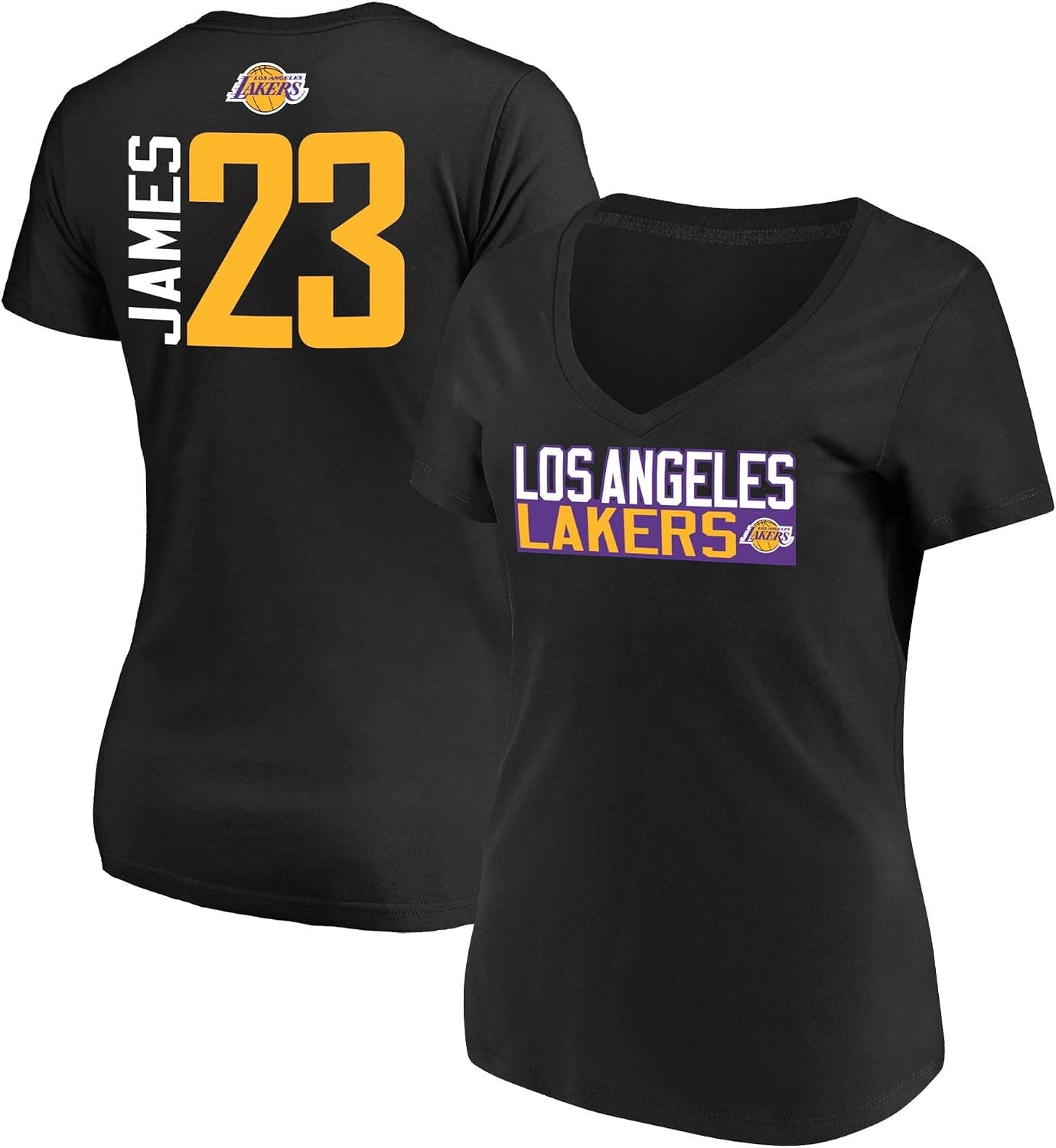 Lebron James Los Angeles Lakers #23 Women's Vertical Player T-Shirt Black