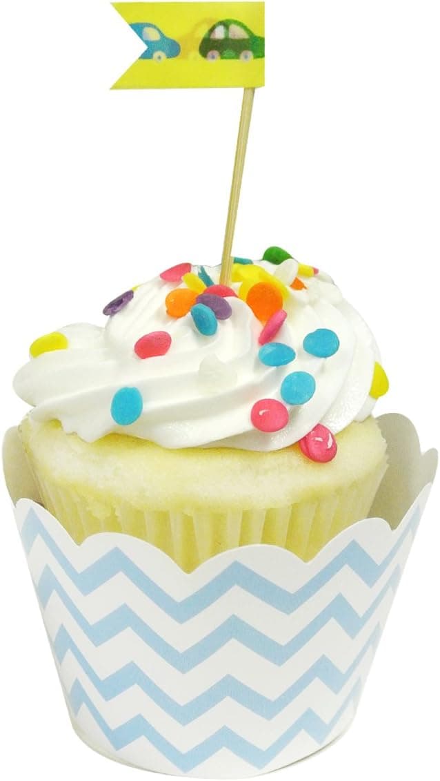Wrapables Standard Size Chevron Cupcake Wrappers (Set of 20), Blue