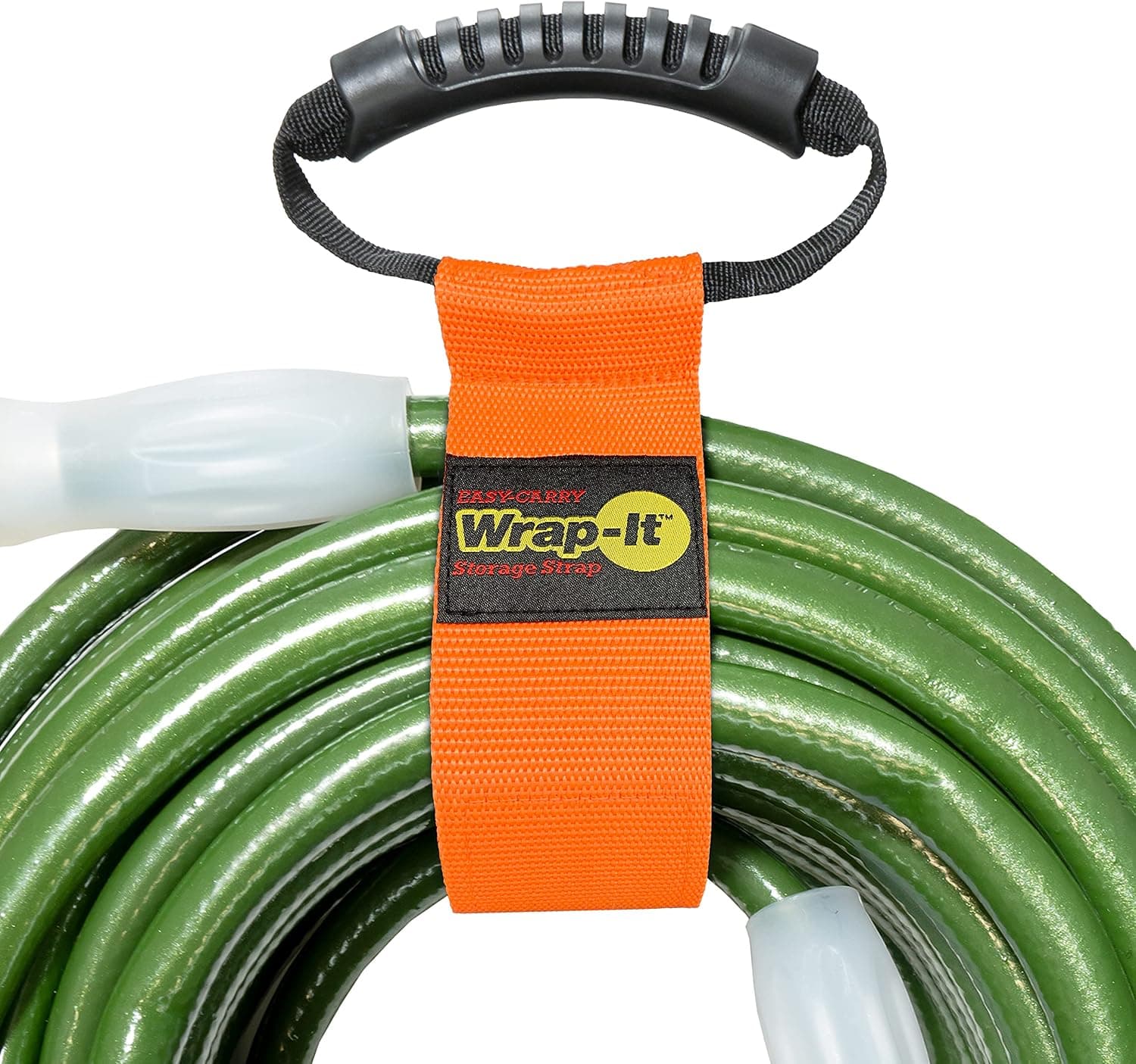 Easy-Carry Wrap-It Storage Straps - 28” (2-Pack) Blaze Orange – Heavy-Duty Hook and Loop Cord Carrying Strap, Hanger, and Organizer with Handle for Pool Hoses, Garden Hoses, Cords, Cables and More