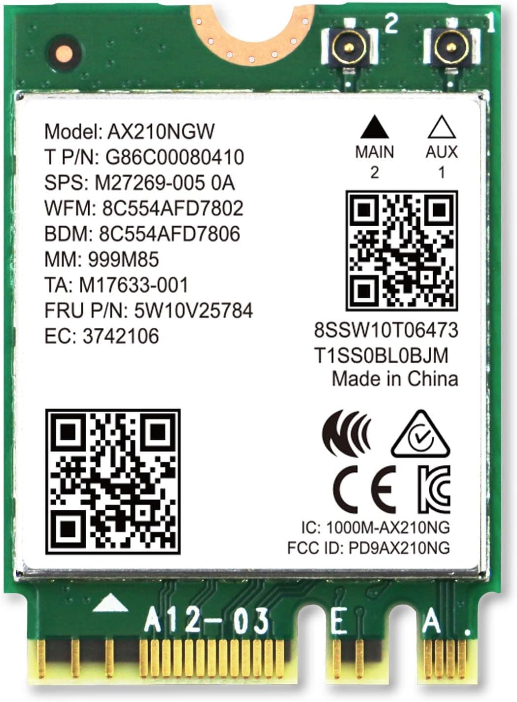 NETELY 802.11AX WiFi 6E AX210NGW NGFF M2 Interface WiFi Card-WiFi 6E 5400Mbps (2.4GHz 574Mbps, 5GHz 2400Mbps, 6GHz 2400Mbps) Network Card with WiFi Audio Adapter (WiFi 6E AX210NGW)