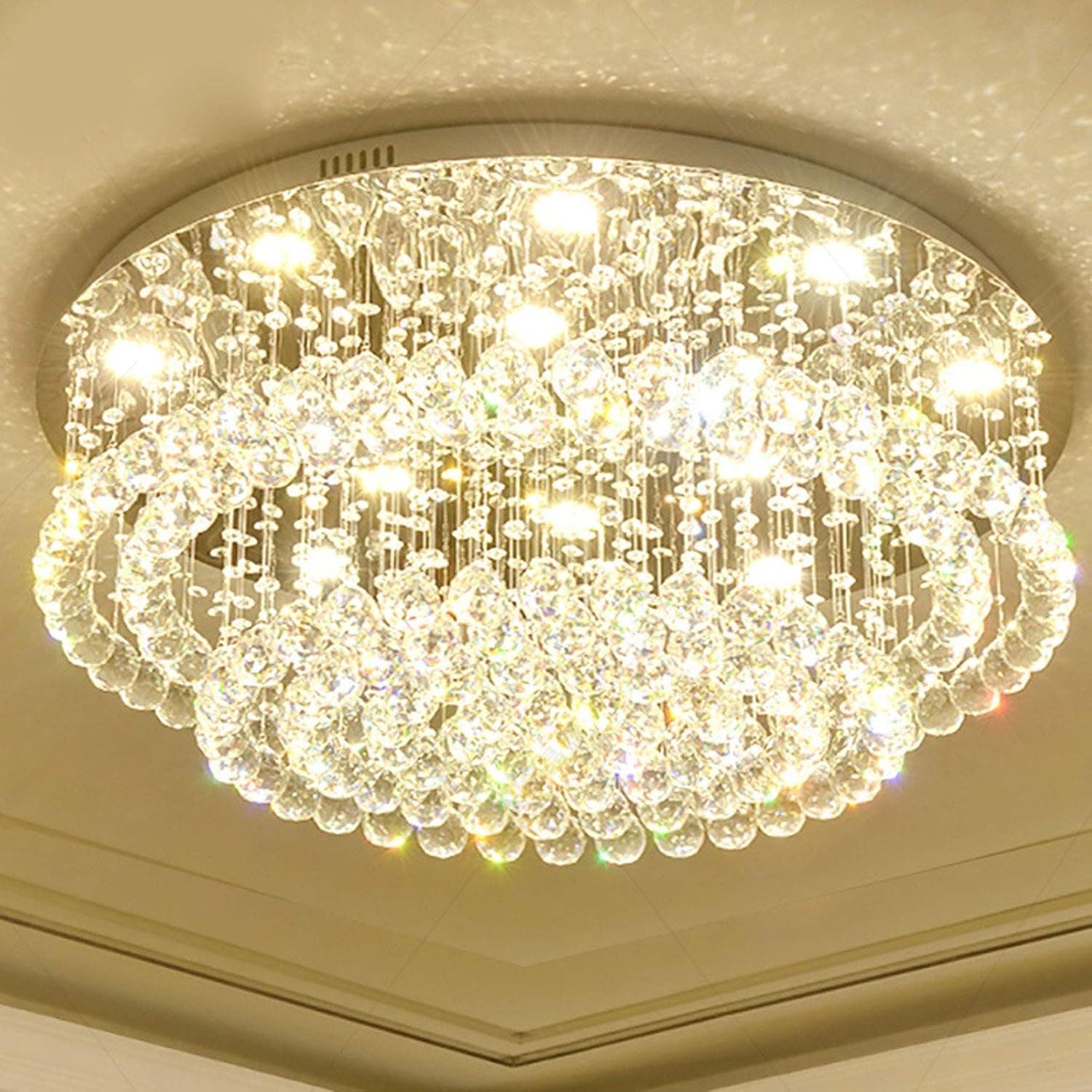 LOYALHEARTDY Modern Crystal Chandelier K9 Crystal Lighting Fixture Pendant Ceiling Chandelier Luxury Round Bedroom Living Room Dining Room Home Lighting Lighting Fixtures D50*H30cm