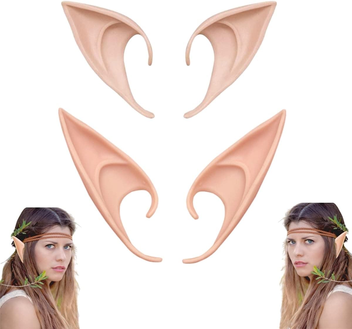HIREBIRD 1 Pairs Cosplay Fairy Elf Ears Halloween Accessories - Soft Pointed Goblin Elven Ears Cosplay Props, Anime Party, Masquerade Make up（ Luminous）