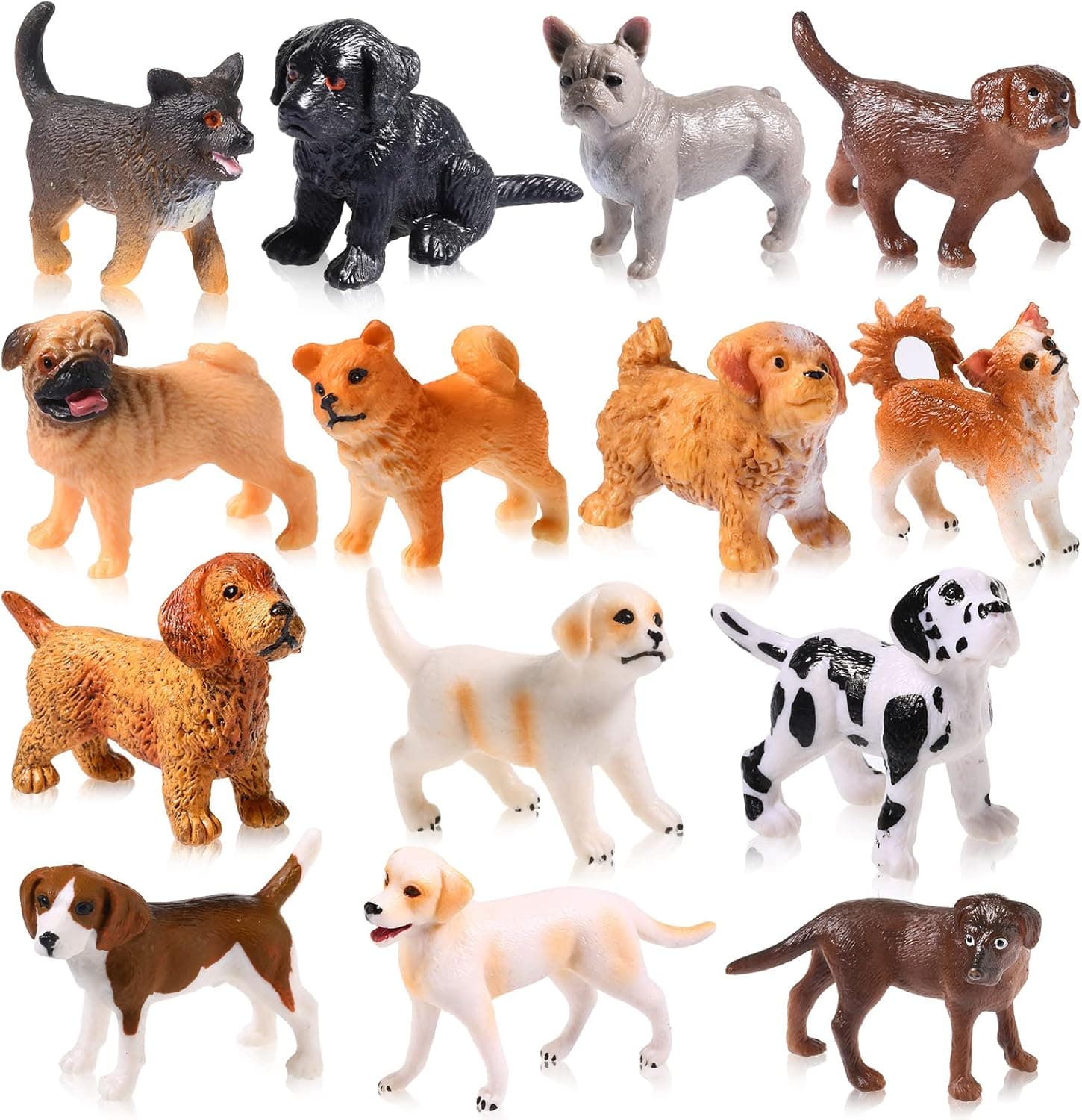 14 Pcs Dog Figurines Dog Cake Topper Realistic Detailed Mini Animals Figures Hand Painted Little Puppy Figures Plastic Animals Toy for Christmas Birthday Valentines Party Favors Stuffers Pretend Play