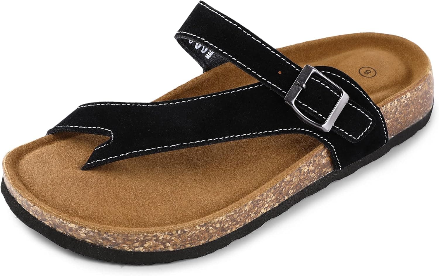 Tuboom Women Cork Footbed Sandals with Arch Support Comfort Adjustable Buckle Strap Slide Sandals Casual Criss Cross Summer Slides for Women
