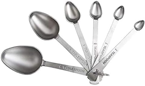 6PCS Stainless Steel Measuring Spoons Tablespoon Teaspoon Set for Cooking Baking Spice Jars Containers Dry Liquid Stevia Measurement Adding Ingredients to Recipes Drawer Kitchen Utensil Gadgets Home