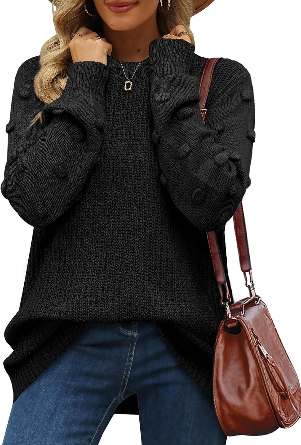 XIEERDUO Sweaters for Women Long Sleeve Chunky Knit Pullover Crewneck Sweatshirts