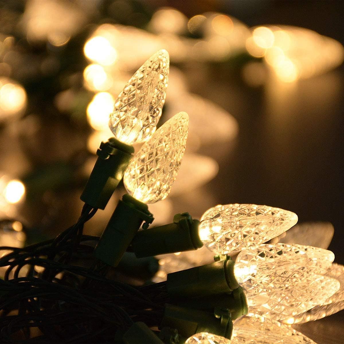 Abkshine 17.5Ft 50 C6 Bulbs Christmas Lights Battery Operated Strawberry Lights, Warm White Christmas String Lights for Christmas Tree, Wedding, Bedroom, Party, Patio