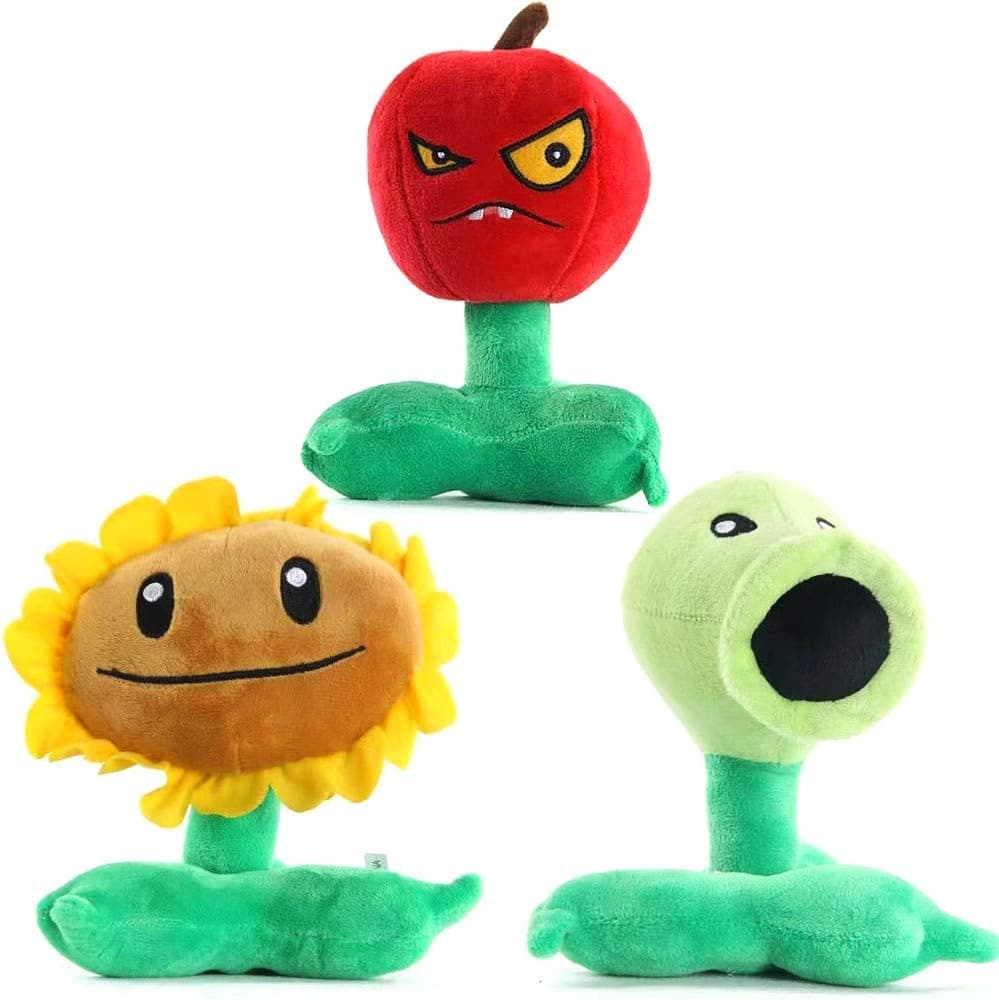 LZQ Plants Vs. Zombies 1 2 Stuffed Plush Toy 8" Tall for Children, Geart Gift for Halloween, Christmas (Peashooter&Sunflower&Cherry Bomb )