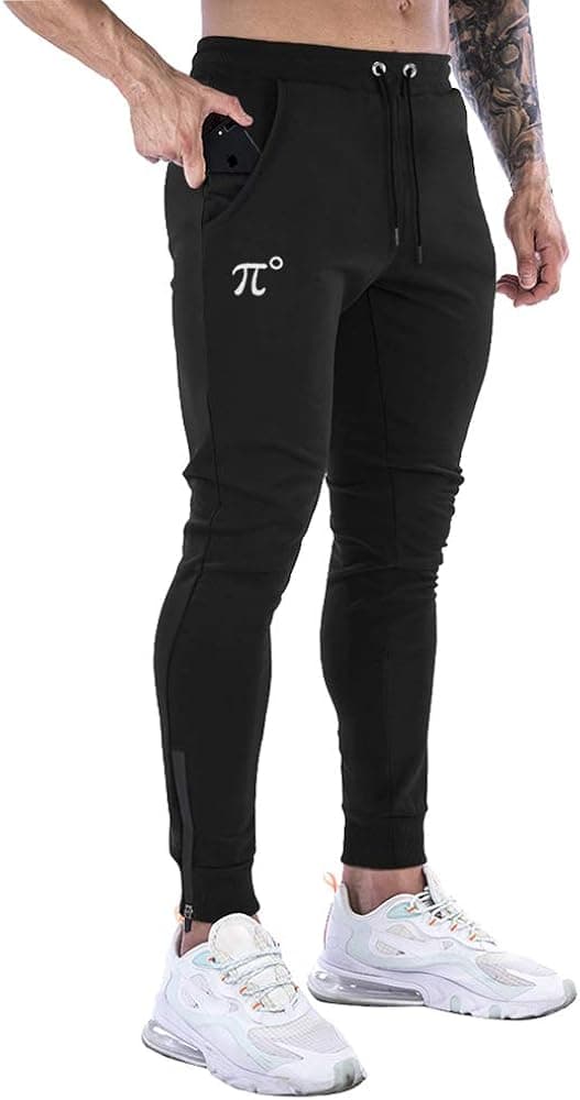 PIDOGYM Men's Athletic Pants,Slim Fit Joggers Workout Track Tapered Sweatpants with Zipper Pockets