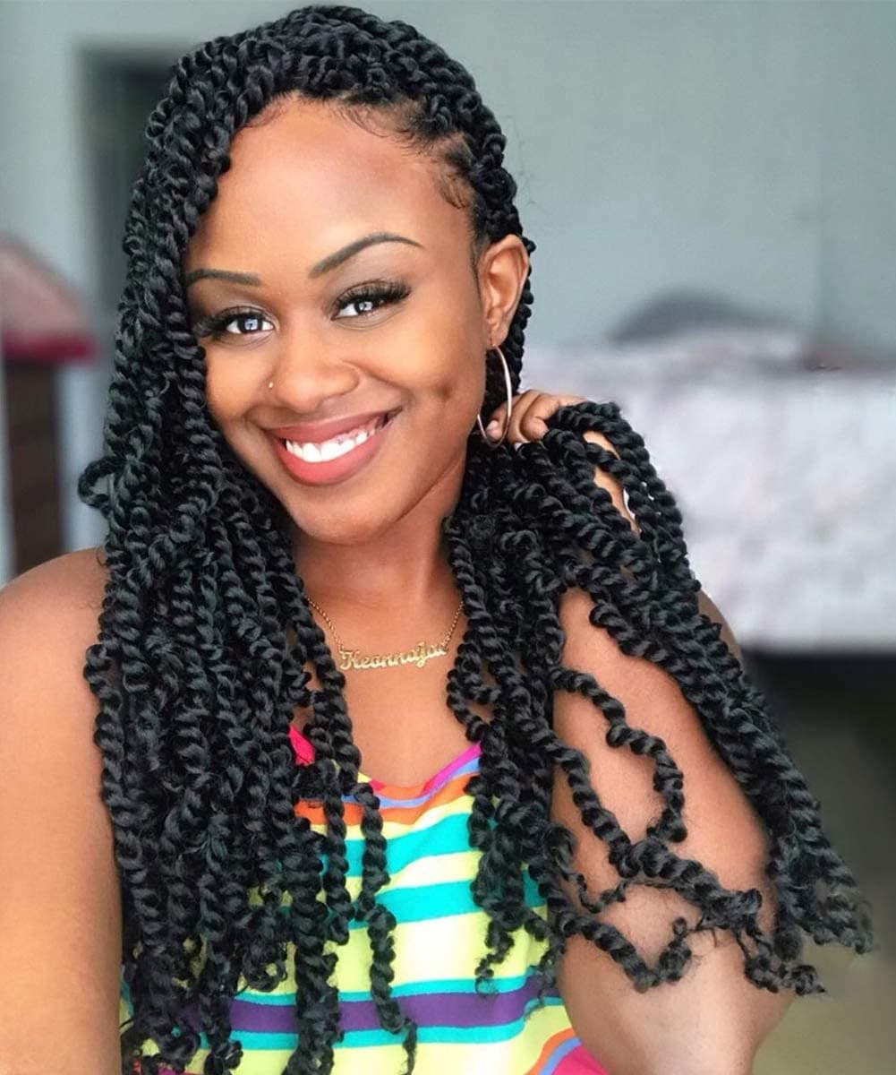 TOYOTRESS Tiana Passion Twist Hair Pre-Twisted 8 Packs 12 strands/pack) Pre-Looped Passion Twists Crochet Braids Made Of Bohemian Hair Synthetic Braiding Hair Extension (20 Inch, 4)