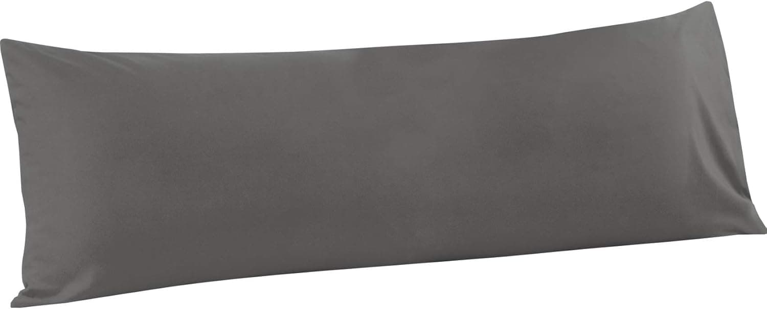 FLXXIE 1 Pack Microfiber Body Pillow Case, 1800 Super Soft Pillowcase with Envelope Closure, Wrinkle, Fade and Stain Resistant Pillow Cover, 20x54, Dark Grey