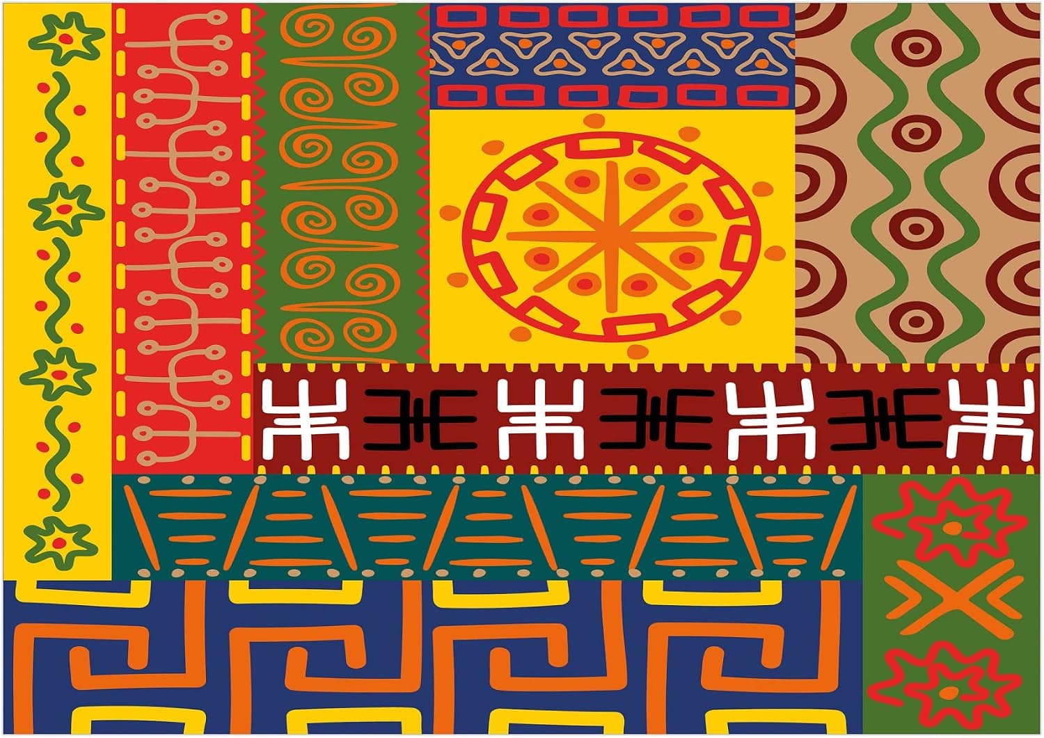 Ambesonne Prehistoric Jigsaw Puzzle, Abstract Patterns Ornaments Indigenous Style Illustration, Heirloom-Quality Fun Activity for Family Durable Cardboard, 1000 pcs, Yellow Green