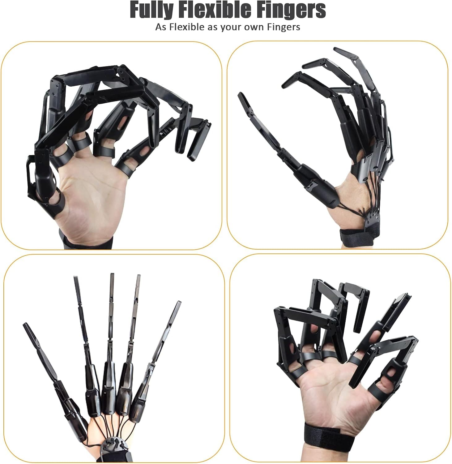 JXLXYY Articulated Fingers, Articulated Finger Extensions,3D Printed Articulated Finger Easy to Put on and Unload, Personalized Equipment for Halloween and Various Festivals Gear(A Pair-Black)