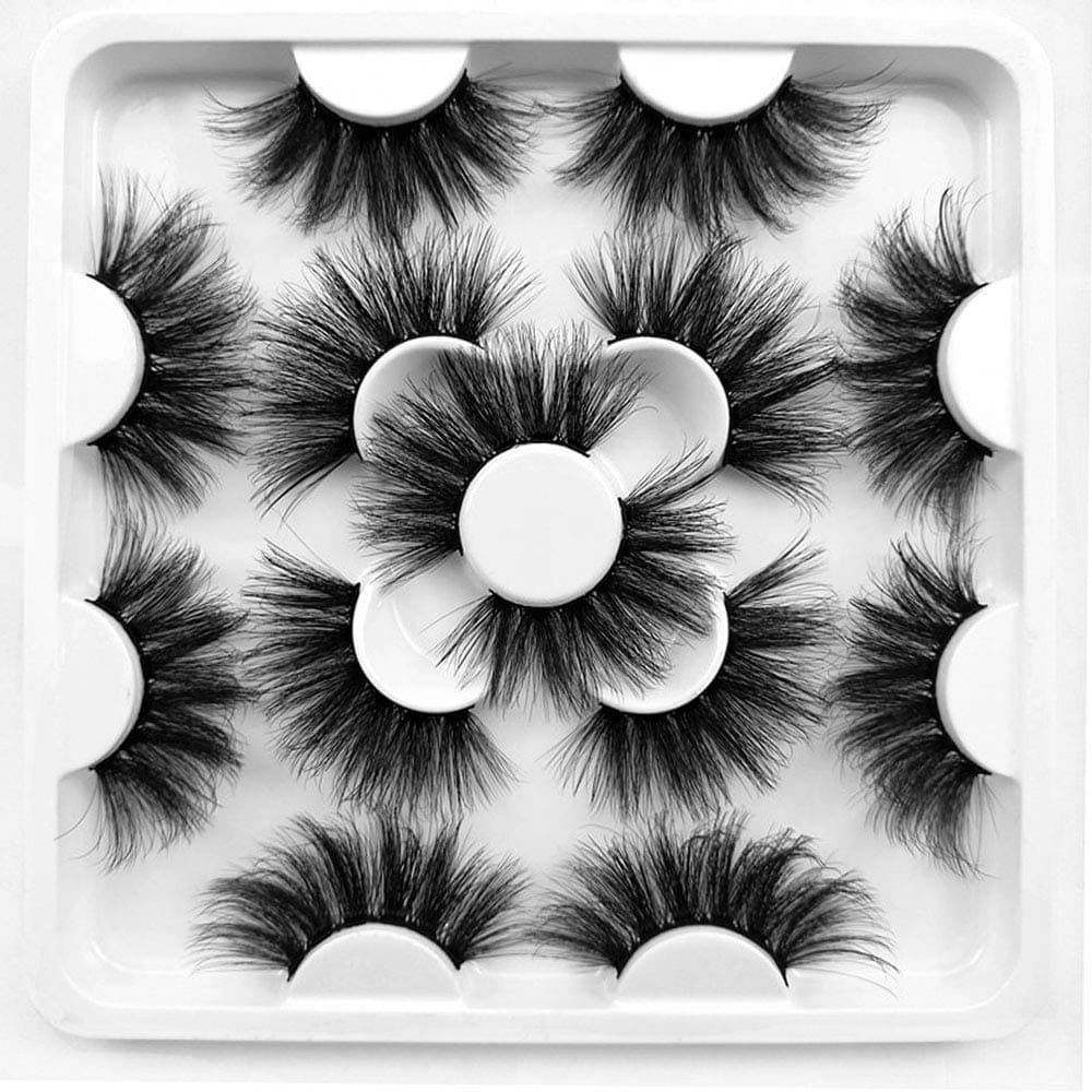 OLEEYA 7Pairs 25 mm Exaggerated False Eyelashes Natural Thick Multi -Dimensional Suitable for All Women And Girls (8D-003)