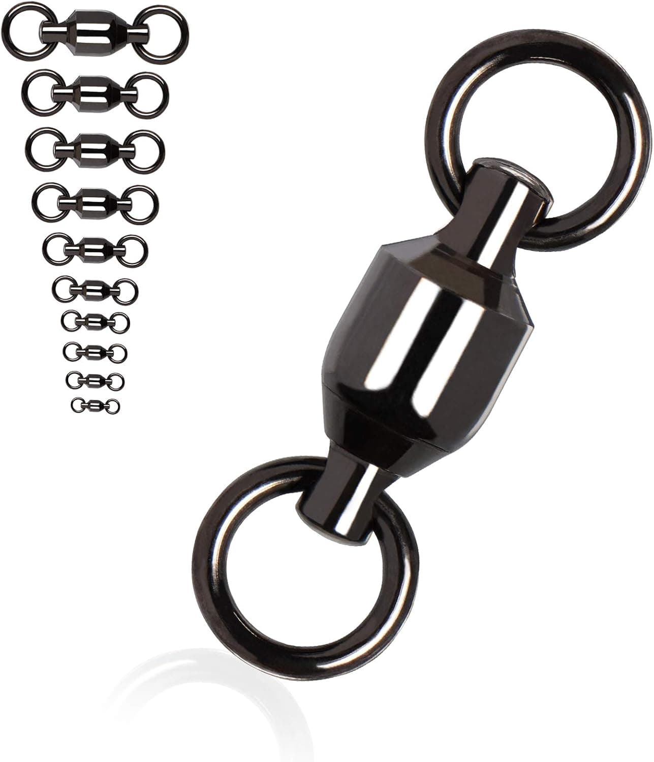 SQUANCHY 25 Pcs Ball Bearing Swivels Connector High Strength Copper Stainless Steel Durability Solid Welded Rings Barrel Saltwater Freshwater Fishing Swivels Black Nickel Size 0#-10#
