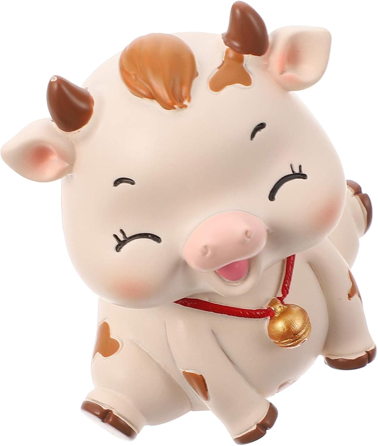 PRETYZOOM Ox Figurine Resin Cow Dashboard Bobblehead Table Desk Calf Animal Sculpture Model Year of The Ox Mascot New Year Zodiac Animal Model Toy