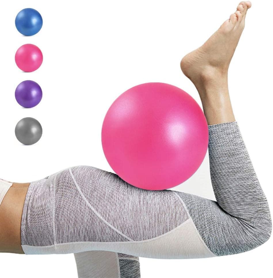 Kalovin Pilates Ball, Mini Exercise Ball, Barre Ball, 9 Inch Small Slip Resistant Balls with Inflatable Straw for Yoga, Pilates, Barre, Physical Therapy, Stability Exercise Training Gym (04.Pink)