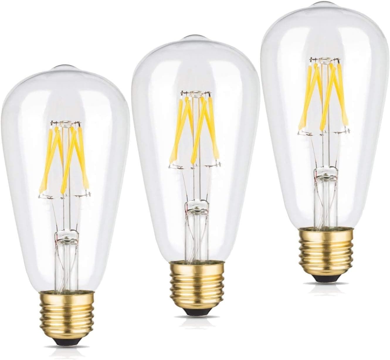 Wuhostam Edison Bulb 4W LED, 4000K / 2700K E26 Medium Base Lamp, ST21(ST64) Antique Shape, 40W Incandescent Replacement (6W=2700K/3Pack)