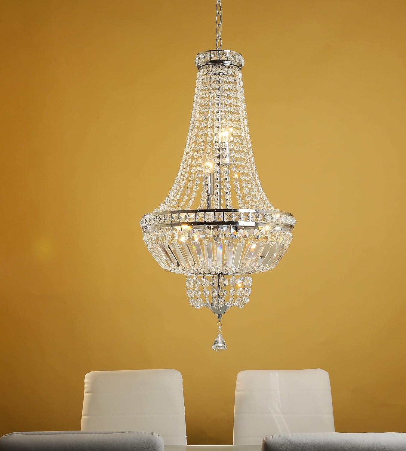 Saint Mossi Umbrella-shaped Modern K9 Crystal Raindrop Chandelier Lighting Flush mount LED Ceiling Light Fixture Pendant Lamp for Dining Room Bathroom Bedroom Livingroom 5 E12 Bulbs Required H28 X D18