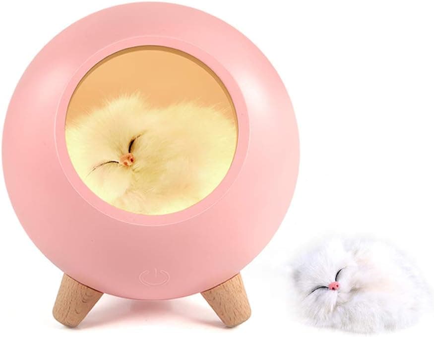 GoLine Room Decor for Women, Cat Night Light for Bedroom,Cat Lover Gifts for Women Wife Mom Teen Girls,Cute Cat House Christmas Birthday Gifts(Pink).