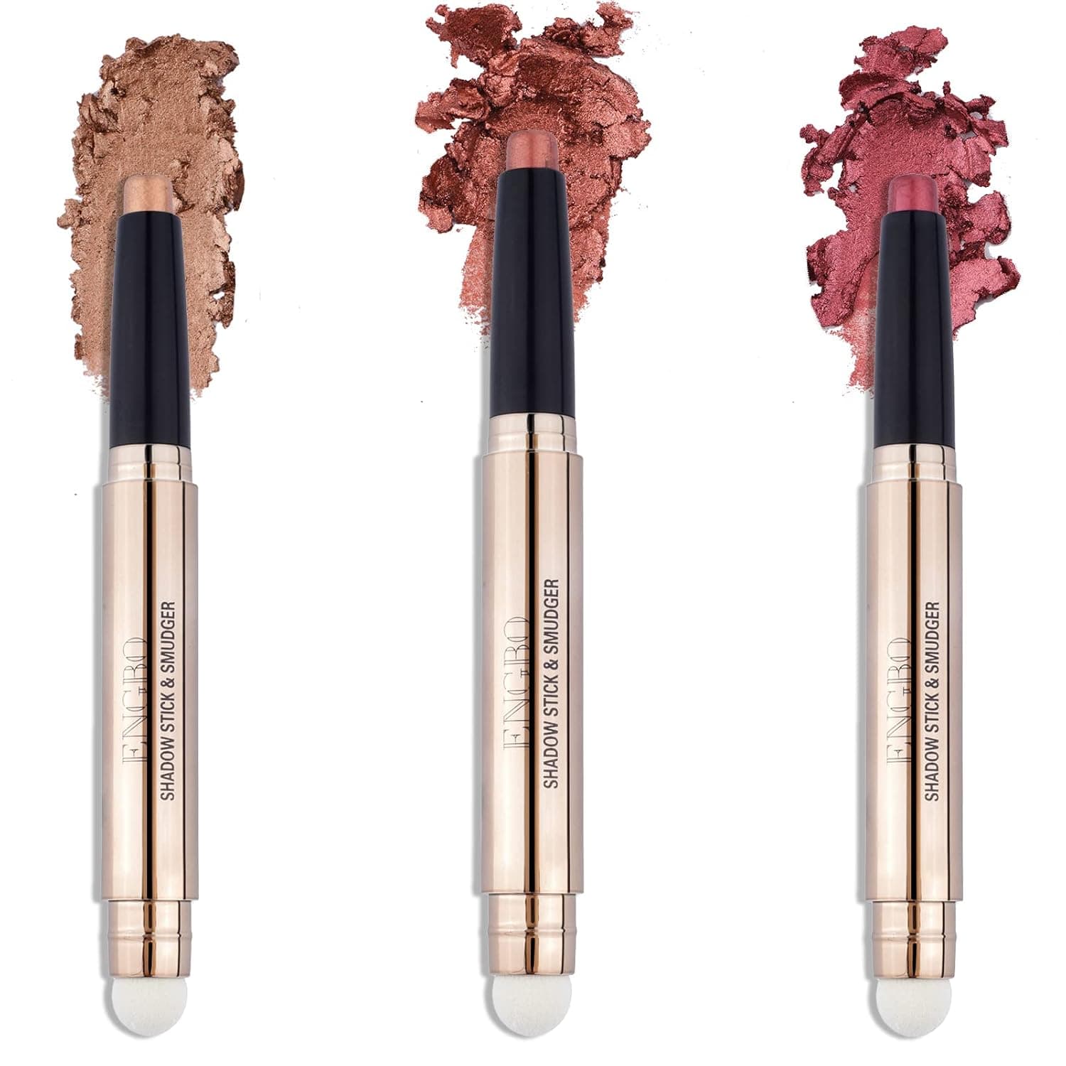 Enfuntins 3 Pcs Eyeshadow Stick Makeup Cosmetics Eye Brightener Stick Waterproof Eyeshadow Crayon Pencil with Soft Smudger, Glitter Shimmer Eyeshadow Stick for Eye Makeup (#4#5#6)