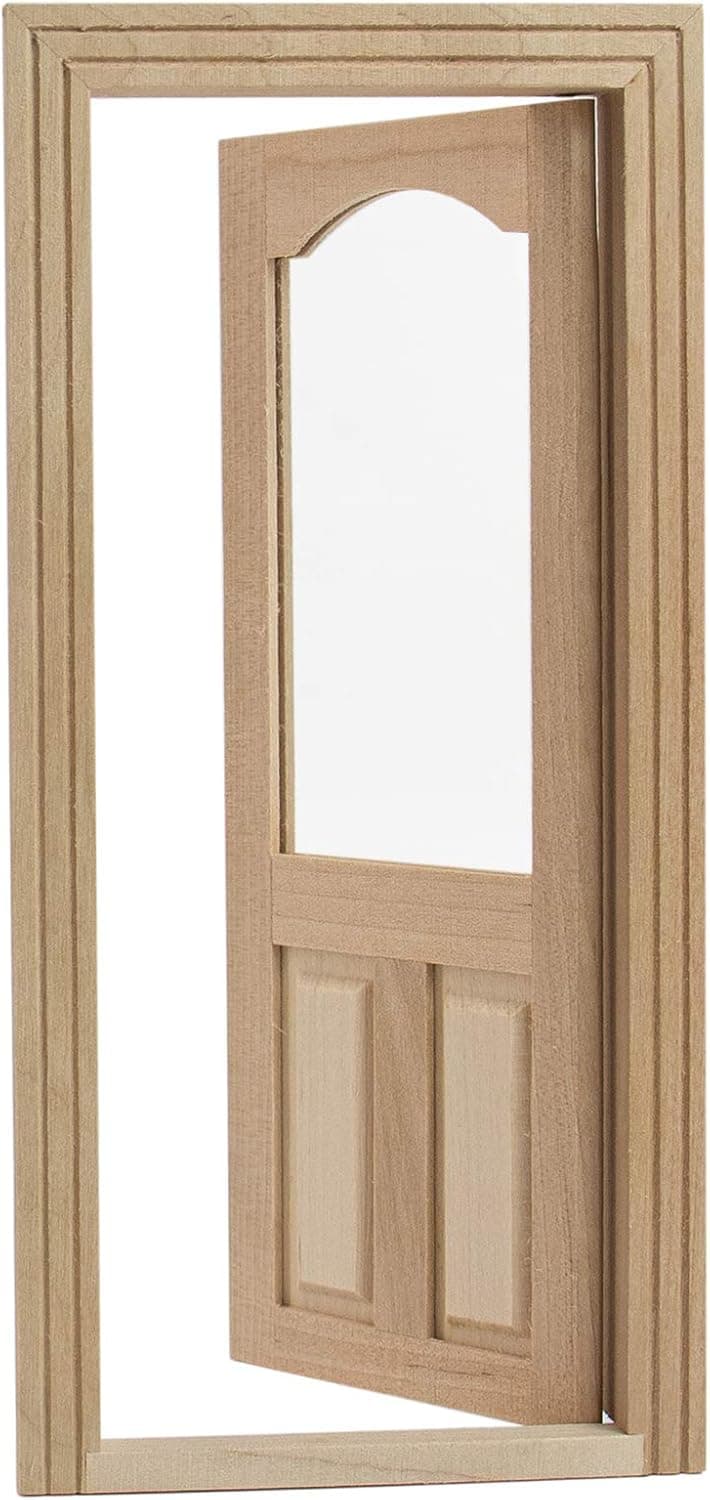 AUEAR, 1:12 Dollhouse Miniature Furniture Unpaint Wooden Doors for DIY Scene Doll Home Furniture Craft (2 Panel Style A)