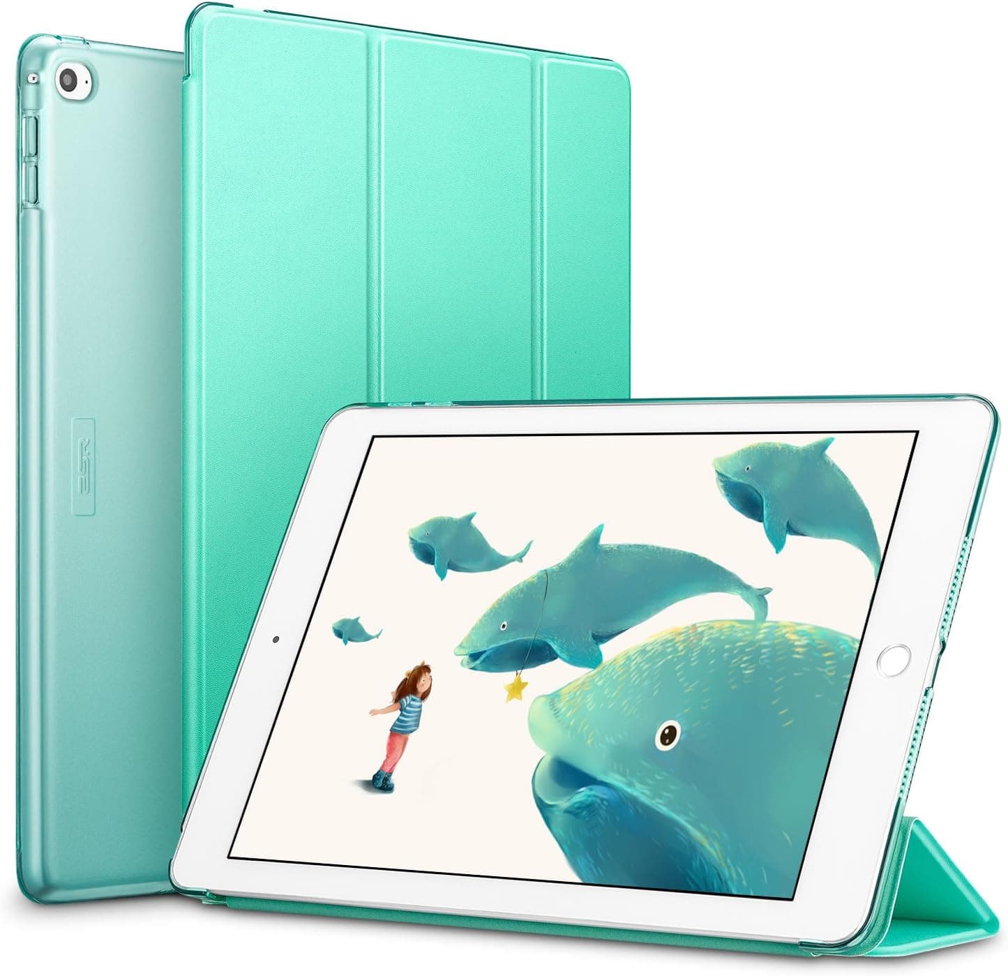 ESR Yippee Smart Case for The iPad Air 2,[Synthetic Leather] [Light Weight] Translucent Frosted Back Magnetic Cover with Auto Sleep/Wake,Mint Green