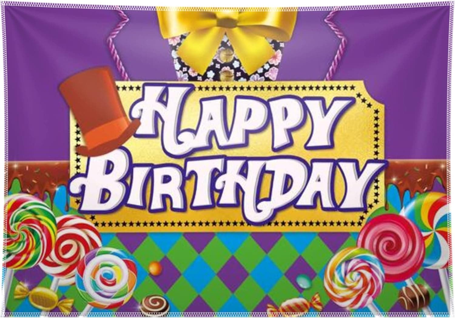 68x45inch Chocolate Factory Birthday Backdrop Halloween Lollipop Candyland Trick or Treat Kids Party Decorations Photo Banner Supplies