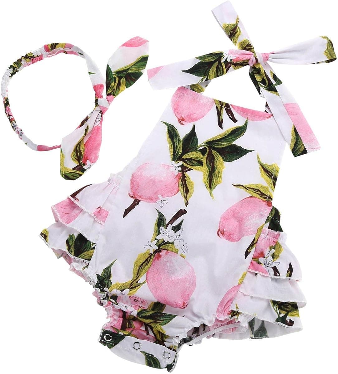 PrinceSasa Baby Girl Pink Lemon Romper Gifts Summer Fashion Clothes,pink5,0-6 Months(Size S)