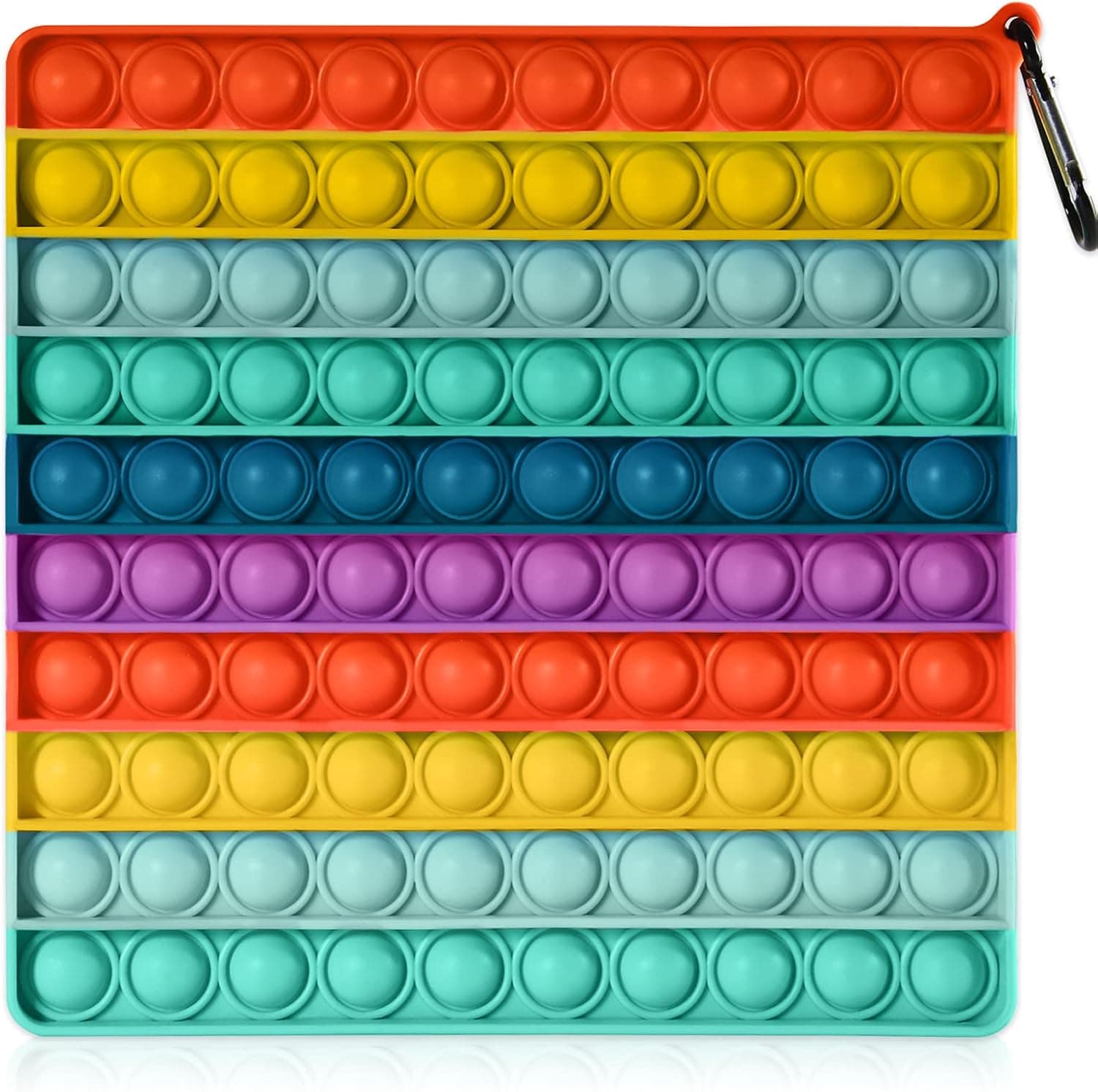 1PCS Big Size Jumbo Push Pop Bubble Sensory Fidget Toy, 100 Bubbles Stress Reliver Giant Silicone Toy, for Autism Special Needs Anti-Anxiety, Silicon Pressure Toy for Kids & Adults, Square Rainbow