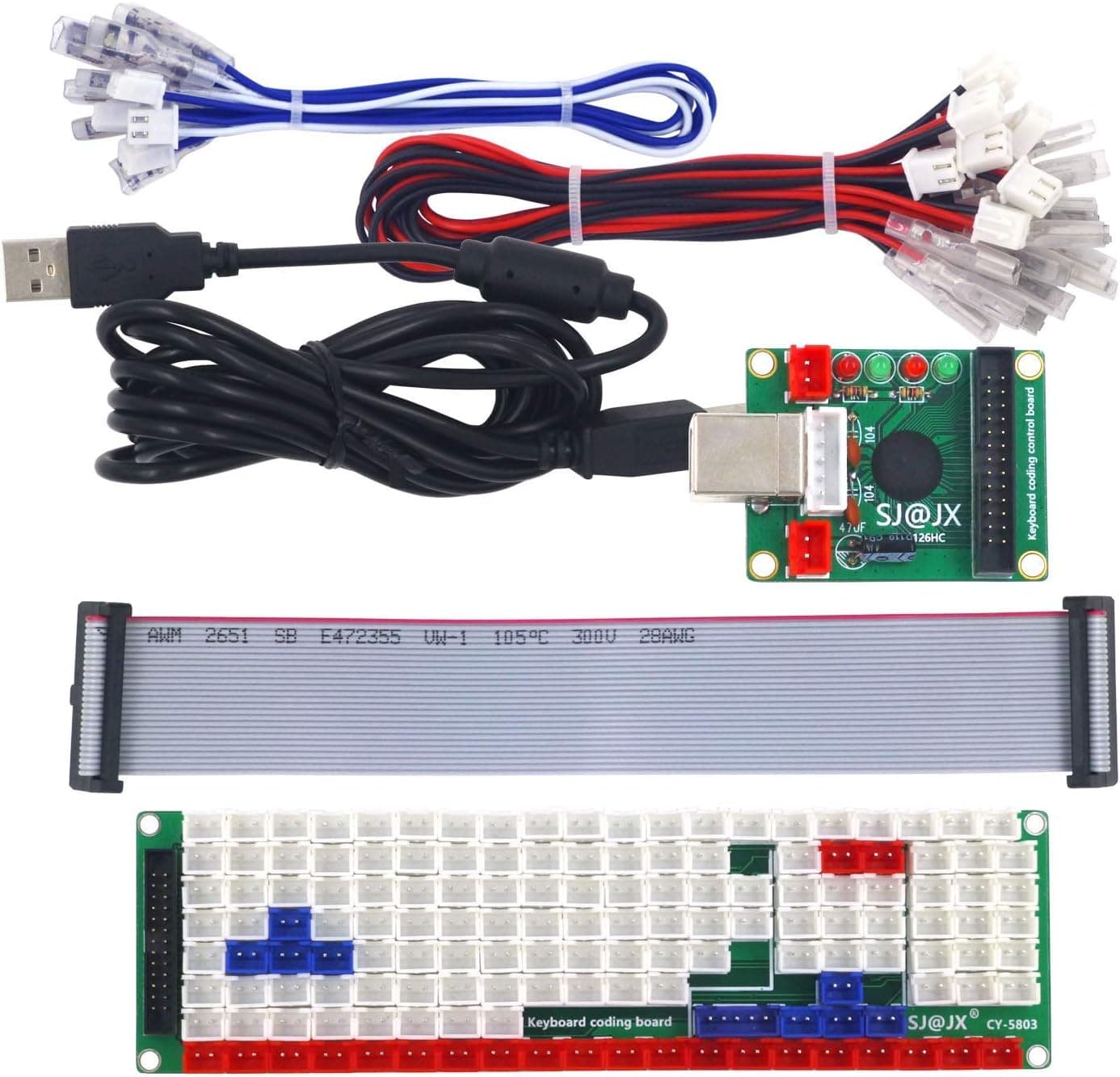 SJ@JX Development Keyboard Encoder Board Game Controller DIY LED Keyboard Development Board Media Music USB Encoder 104 Keys Arcade DIY Kit