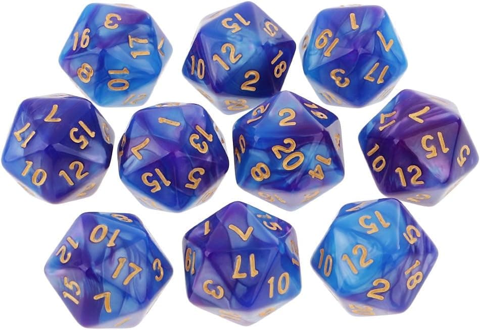 MonkeyJack 10pcs 20 Sided Dice D20 Polyhedral Dice for Dungeons and Dragons Game Role Playing Game Blue