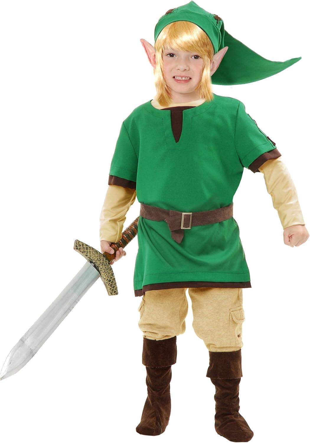 Charades Child's Elf Warrior Costume, Green, Large