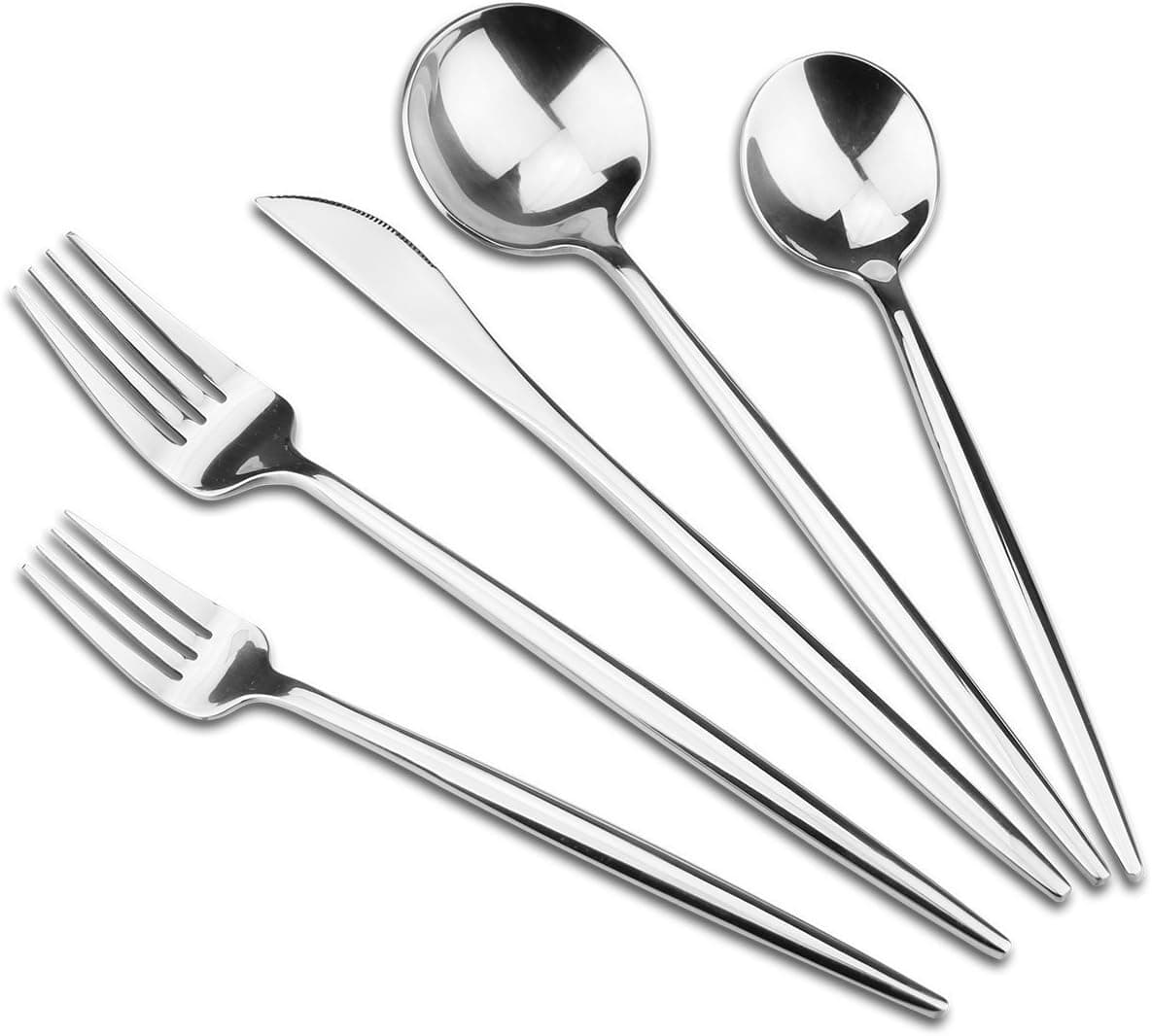 Silverware, Luxury Royal 20 Pieces 18/10 Stainless Steel Steak Knife and Spoon Fork Silverware Set, Service for 4 (4, Silver Flatware Sets)