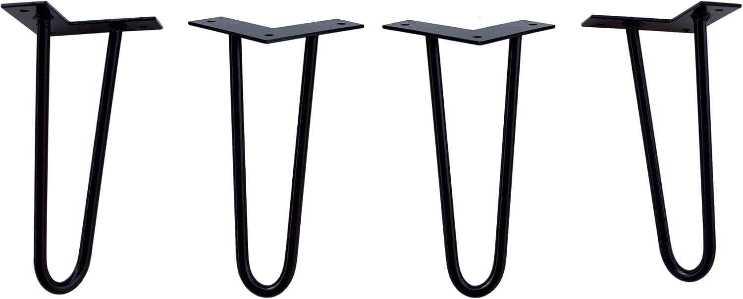 Original Hairpin Legs - Made in USA - Cast & Grain - Set of 4 (10 in, Satin Black)