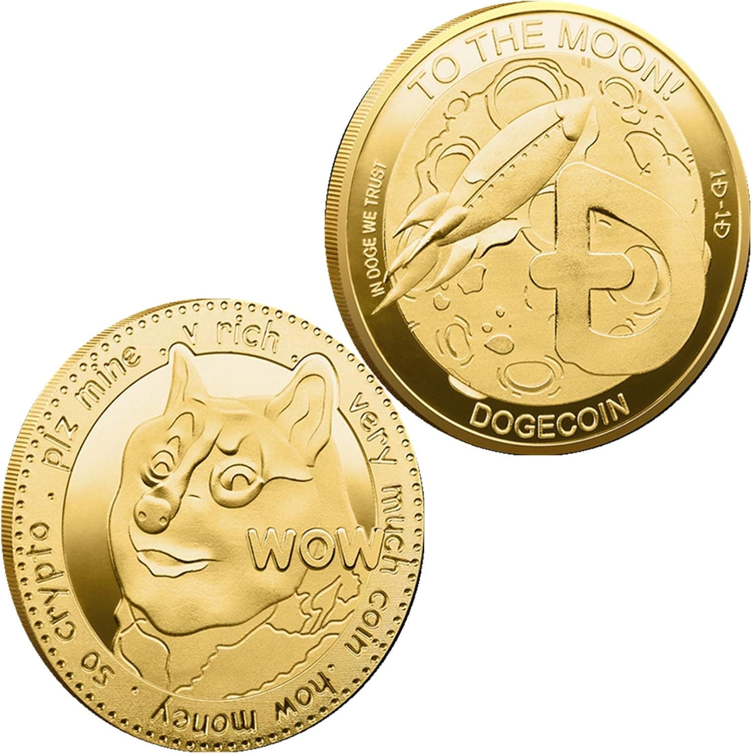 1oz Gold Dogecoin Commemorative Coin 2021 Limited Edition Collectible Coin Gold Plated Doge Coin with Protective Case