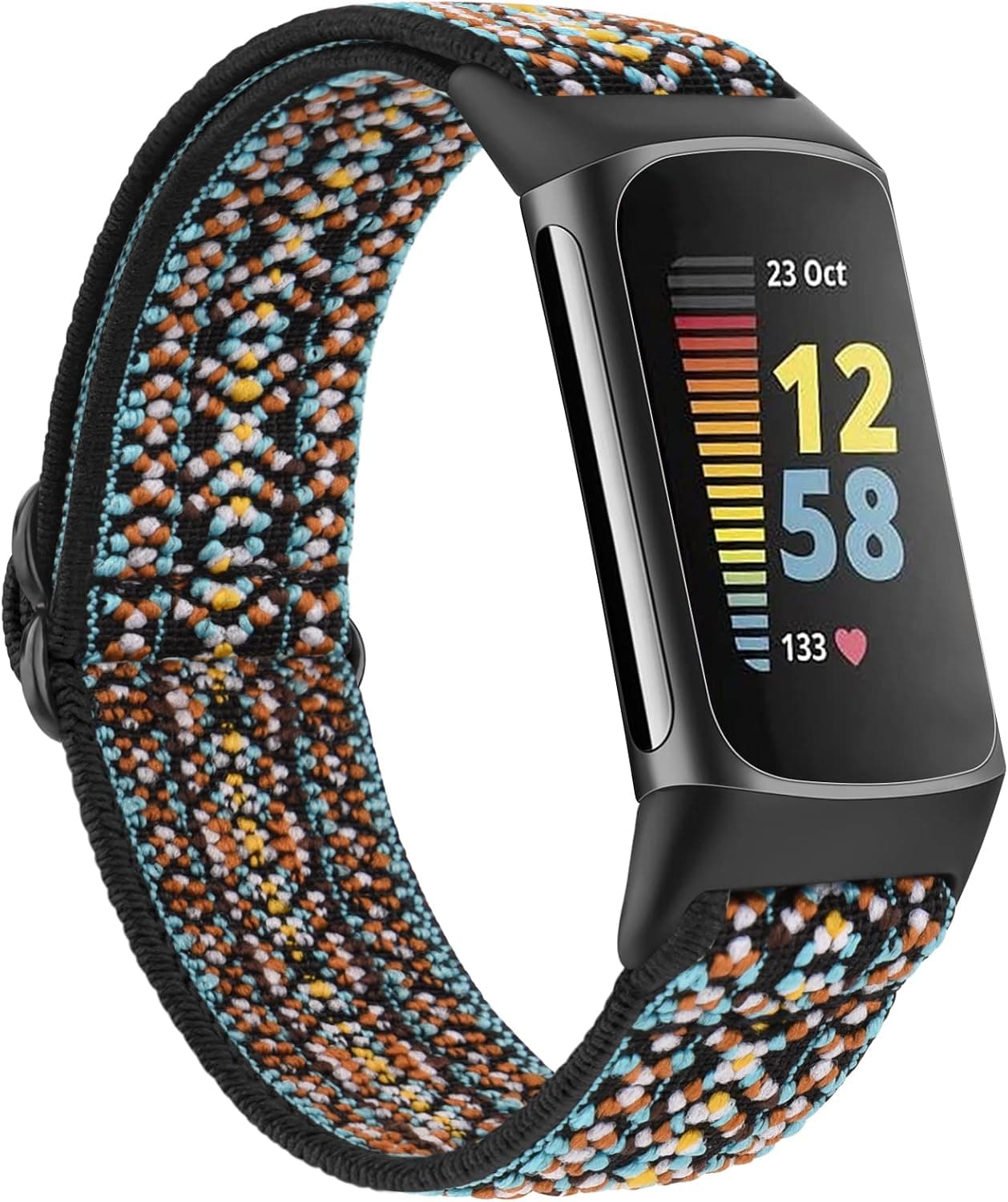 Elastic Band for Fitbit Charge 5 Bands Women Men, Soft Breathable Nylon Loop Replacement Wristbands Strap for Fitbit Charge 5