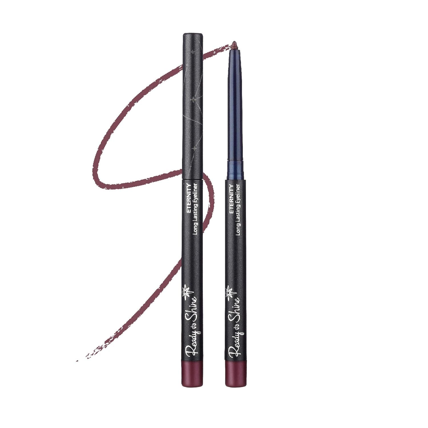 Raspberry Eternity All Natural Waterproof Mechanical Eyeliner With Built In Sharpener, Eggplant Creamy Easy Glide Formula Slides On Smooth Stays Soft For Blending, Moisturizing Jojoba Oil & Vitamin E
