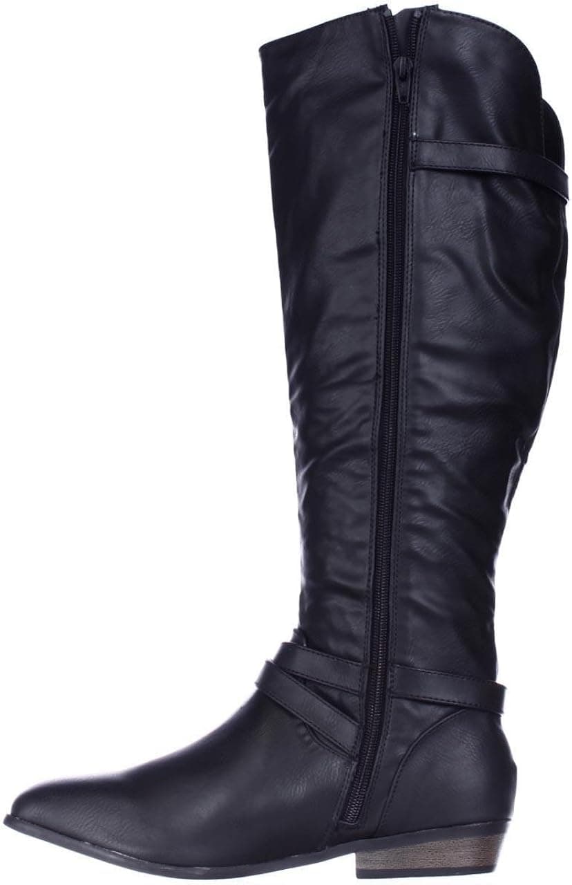 Material Girl Womens Capri Almond Toe Knee High Fashion Boots, Black, Size 8.5 O