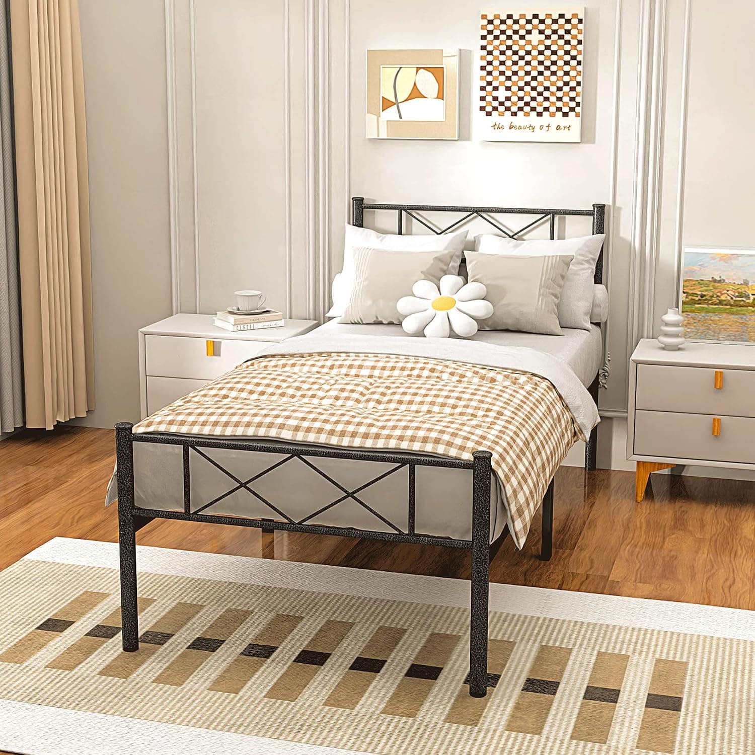 Aolthin Metal Platform Bed Frame, 12 "Metal Bed Frame Base Storage, no Box Springs Required, Easy to Assemble, Twin