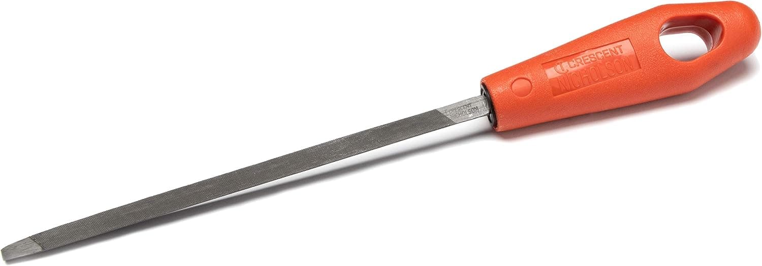 Crescent Nicholson 6" Triangle Single Cut Extra Slim Taper File with Red Handle - 21736NN