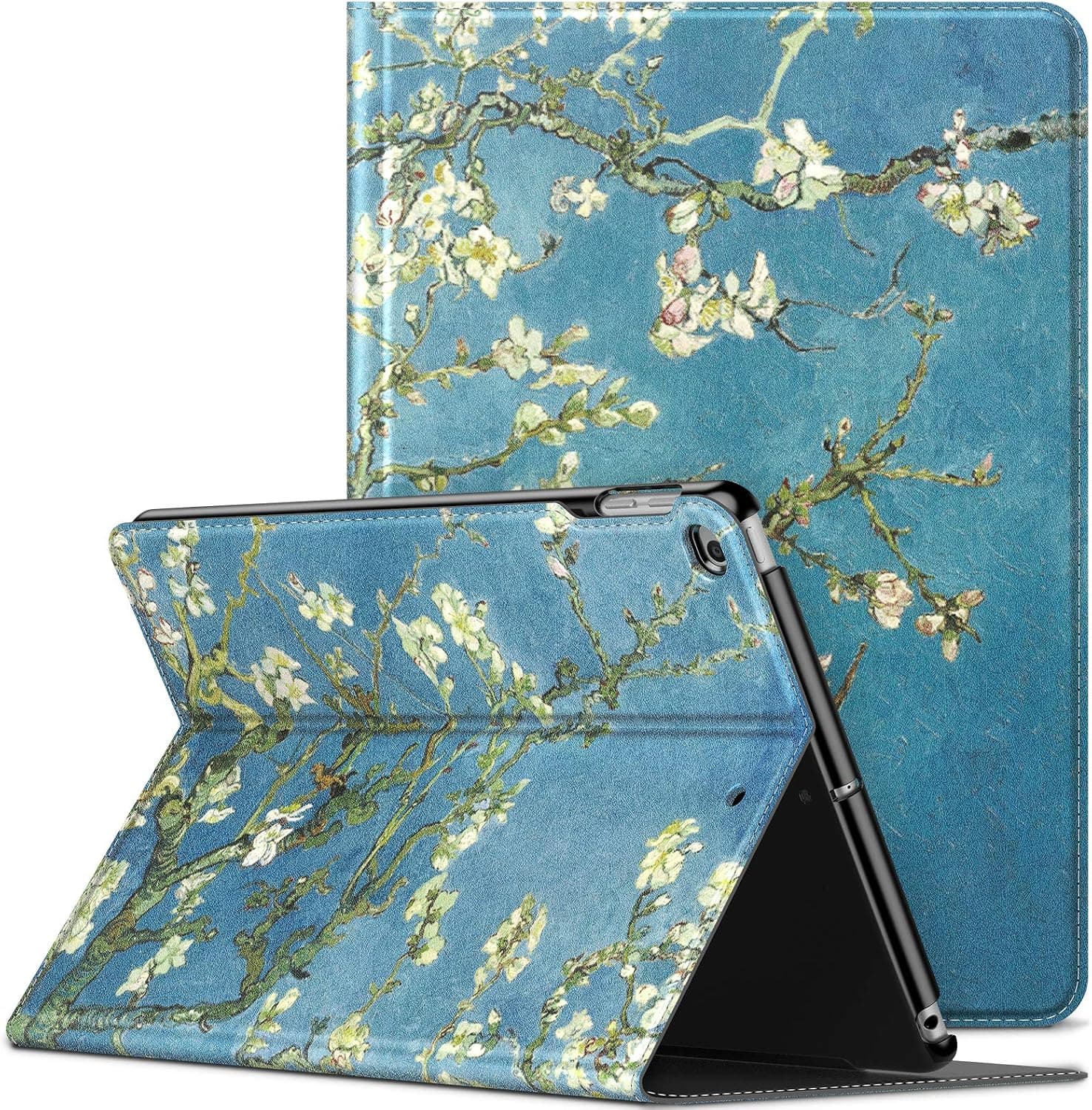 Infiland iPad 9.7 2018/iPad 9.7 2017/iPad Air 2/iPad Air Case, Multiple Angle Stand Cover Compatible with Tablets A1893/A1954/A1822/A1823/A1566/A1567/A1474/A1475/A1476 (Auto Wake/Sleep), Blossom