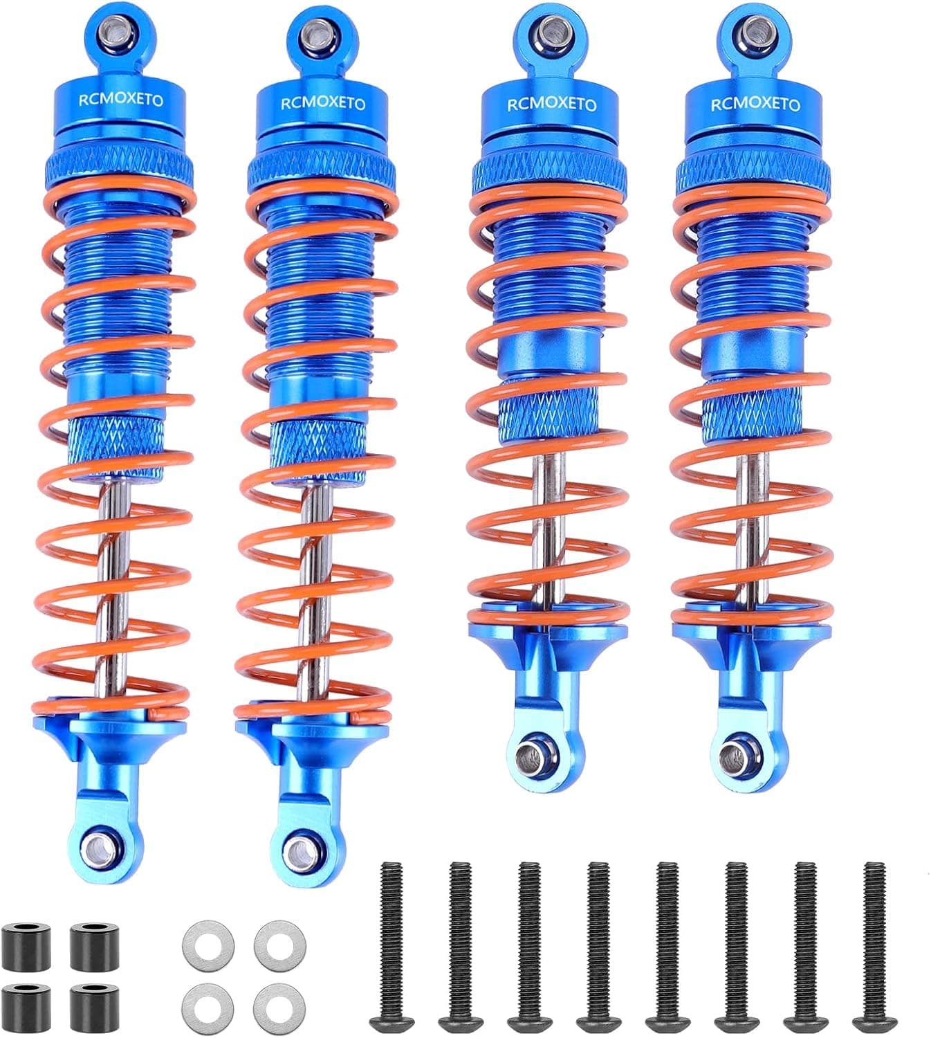 RCMOXETO RC Shocks for 1/10 Traxxas Slash 2WD 4x4 Stampede Rustler Hoss Shocks, 4PCS Aluminum Alloy RC Shock Traxxas Slash Upgrades Parts Front & Rear RC Car Shocks Replacement Part 5862 Blue