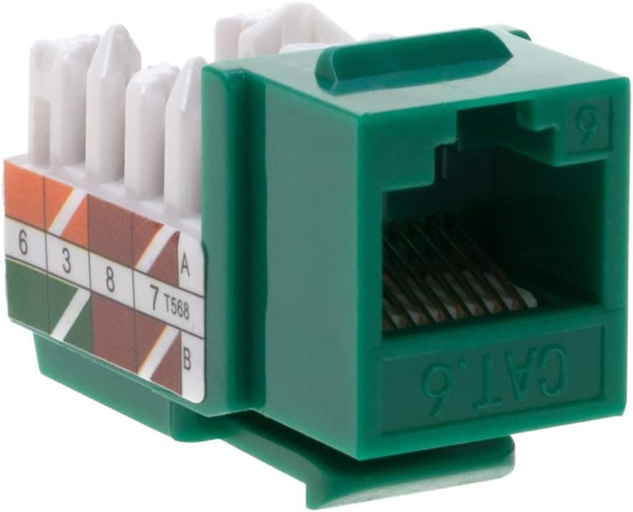 Cctv4Less Cat6 45° Angled Keystone Ethernet Wall Jack Punch Down UTP 45-Degree (Easier Termination Than 90-Degree), RJ45 Slim Profile Speed TerminationGreen (20)