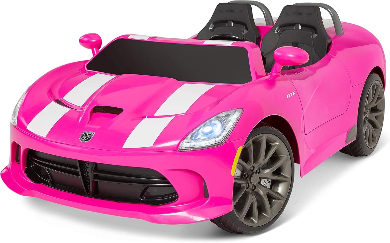 Kid Trax Dodge Viper SRT Convertible Toddler Ride On Toy, Ages 3-7 Years Old, 12 Volt Battery, Max Weight of 130 lbs, Two Seater, Working Lights, Pink