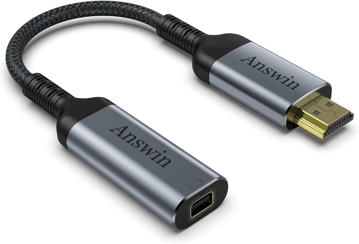 Answin HDMI to Mini DisplayPort Adapter, 4K HDMI to Mini DisplayPort Active HDMI 1.4 Source for Xbox One/360, Mac Mini, PC/Laptops to Mini DP 1.2 Out Monitor with DisplayPort/Mini DisplayPort