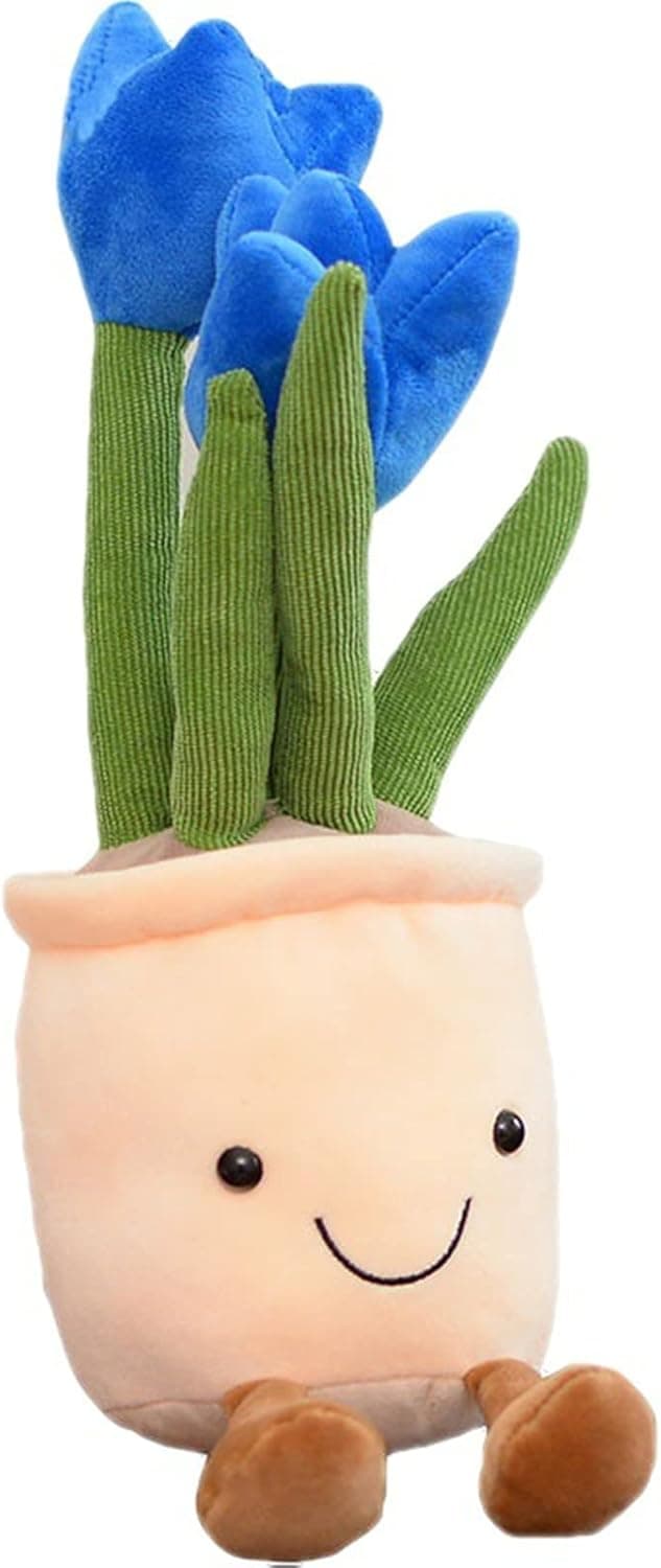 Succulent Plants Throw Pillow，Mushroom Plush ToyCactus Plush Plush Toy, Tulip Flower Pot Plush Toy13.7 Cute Soft Plants Throw Pillow Decoration, Stuffed Flower Pot Plushie，Potted Pillow (Blue)