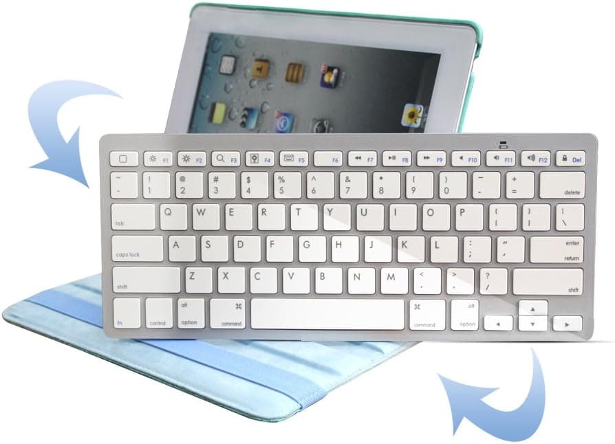 CBDBluetooth Wireless Keyboard Dock Case Cover for iPad 2 3 4 White
