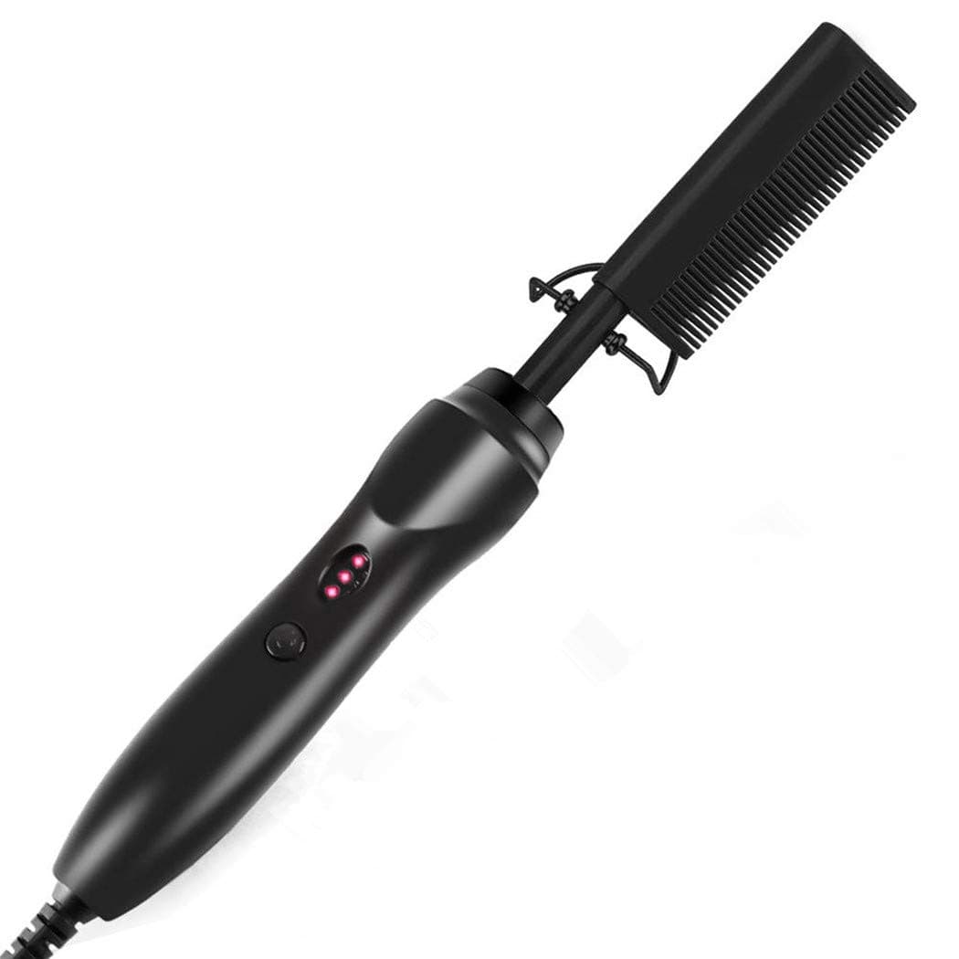 Electric Hot Comb Hot Comb Electric,Electric Heating Comb Multifunctional Copper Hair Straightener Brush,Black